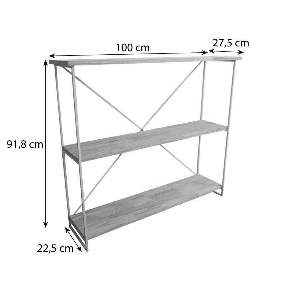 Miniatura Cantinho Estante E Aparador Industrial De Ferro E Madeira Carvalho E Branco