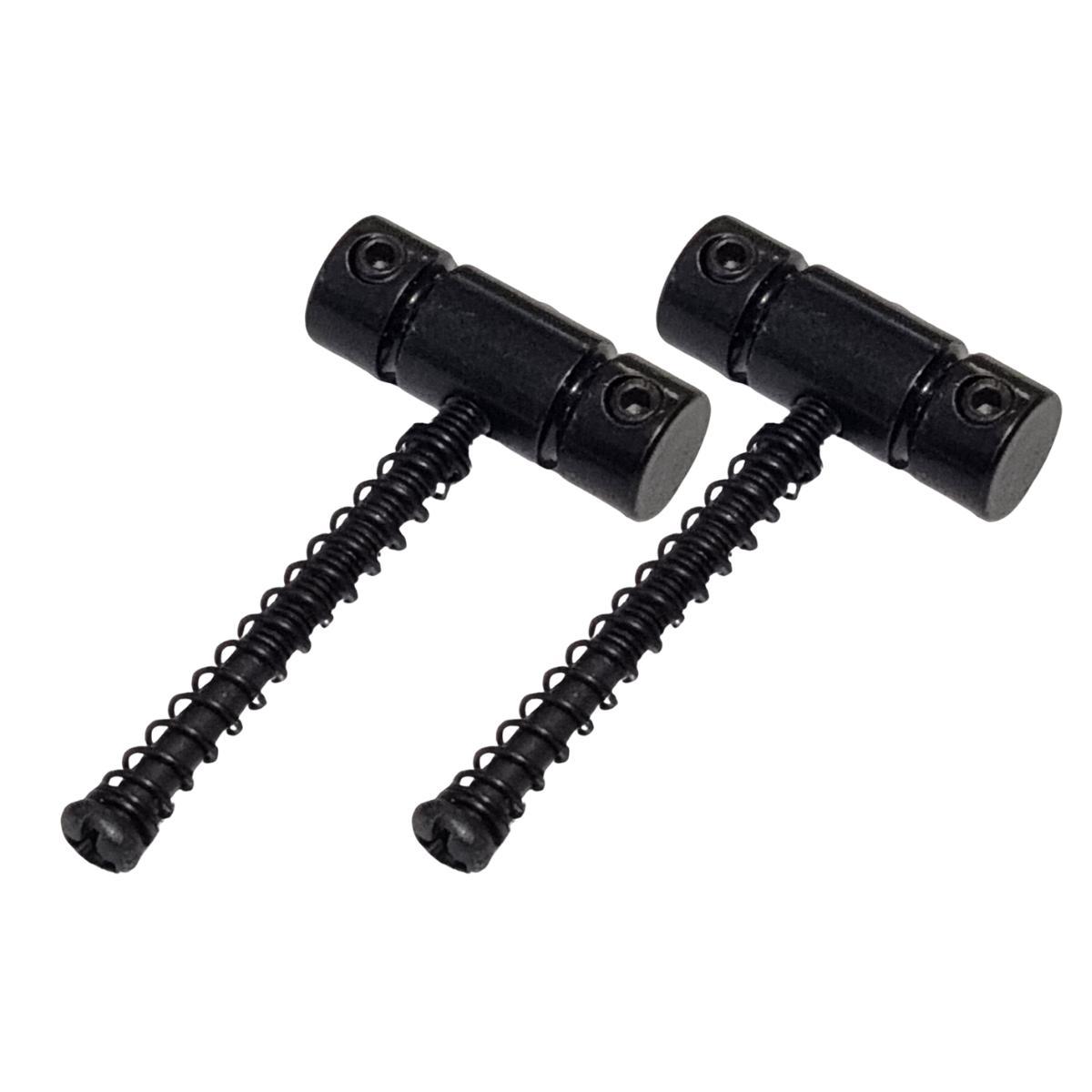 Miniatura Kit 2 Saddle Guitarra Ponte Tele Metal Preto Parafuso Mola
