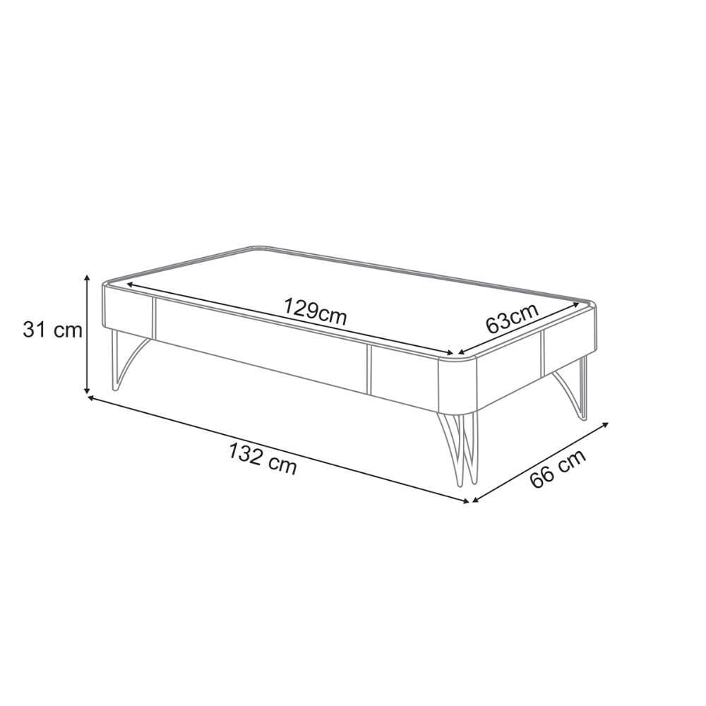 Miniatura Aparador Buffet Vivant E Mesa De Centro Cadenza Pés Em Aço Off White/cinamomo