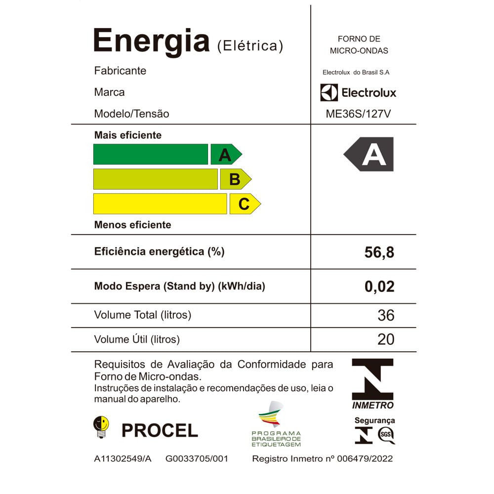 Forno Micro-ondas Limpa Fácil Electrolux 36 Litros ME36S Prata - 110V