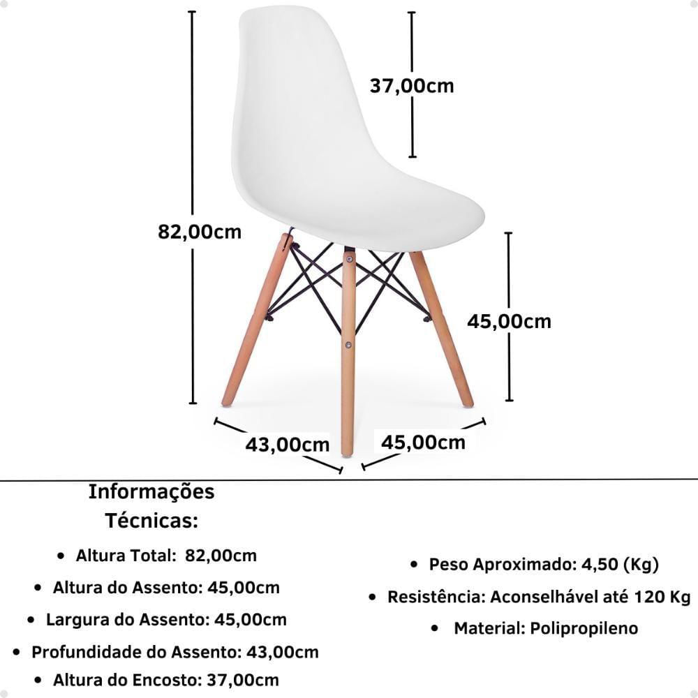 Miniatura Conjunto Mesa De Jantar Redonda Luana Amadeirada Branca 120cm Com 4 Cadeiras Eames Eiffel - Branco