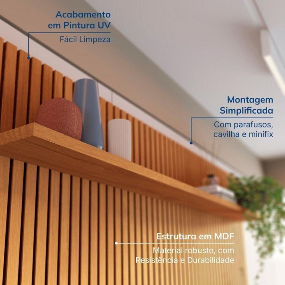 Rack Ananda com Painel Aloe para Tv até 75 Polegadas em Mdf Tampo Madeira Maciça Madeira Originals nature / Off white