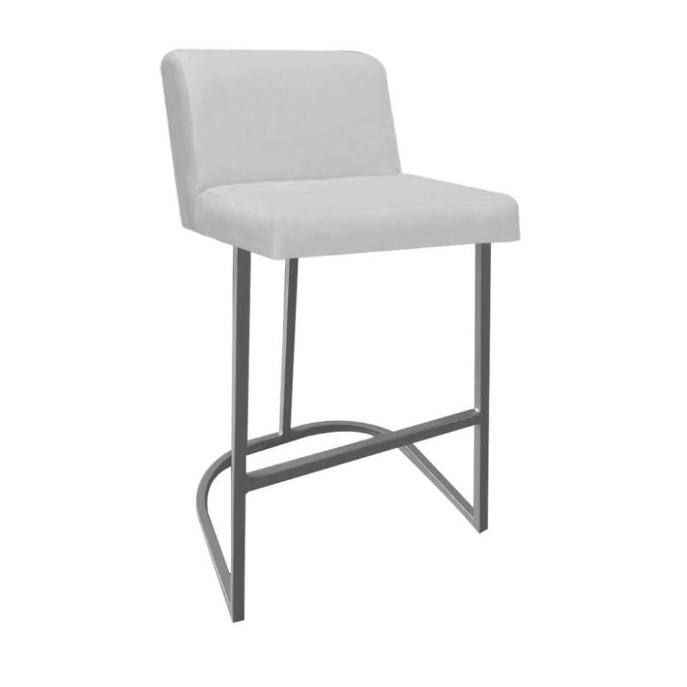 Miniatura Banqueta Com Encosto Noah Luxo Confort Bistrô Cozinha Ferro Cinza Sintético Branco - Amey Decor
