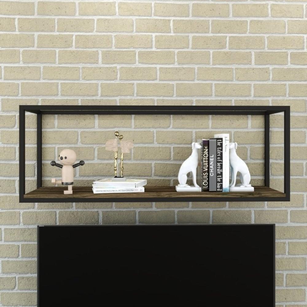 Conjunto Rack para TV até 50 Polegadas 1 Nicho Aéreo Estilo Industrial Active Yescasa Carvalho Dark