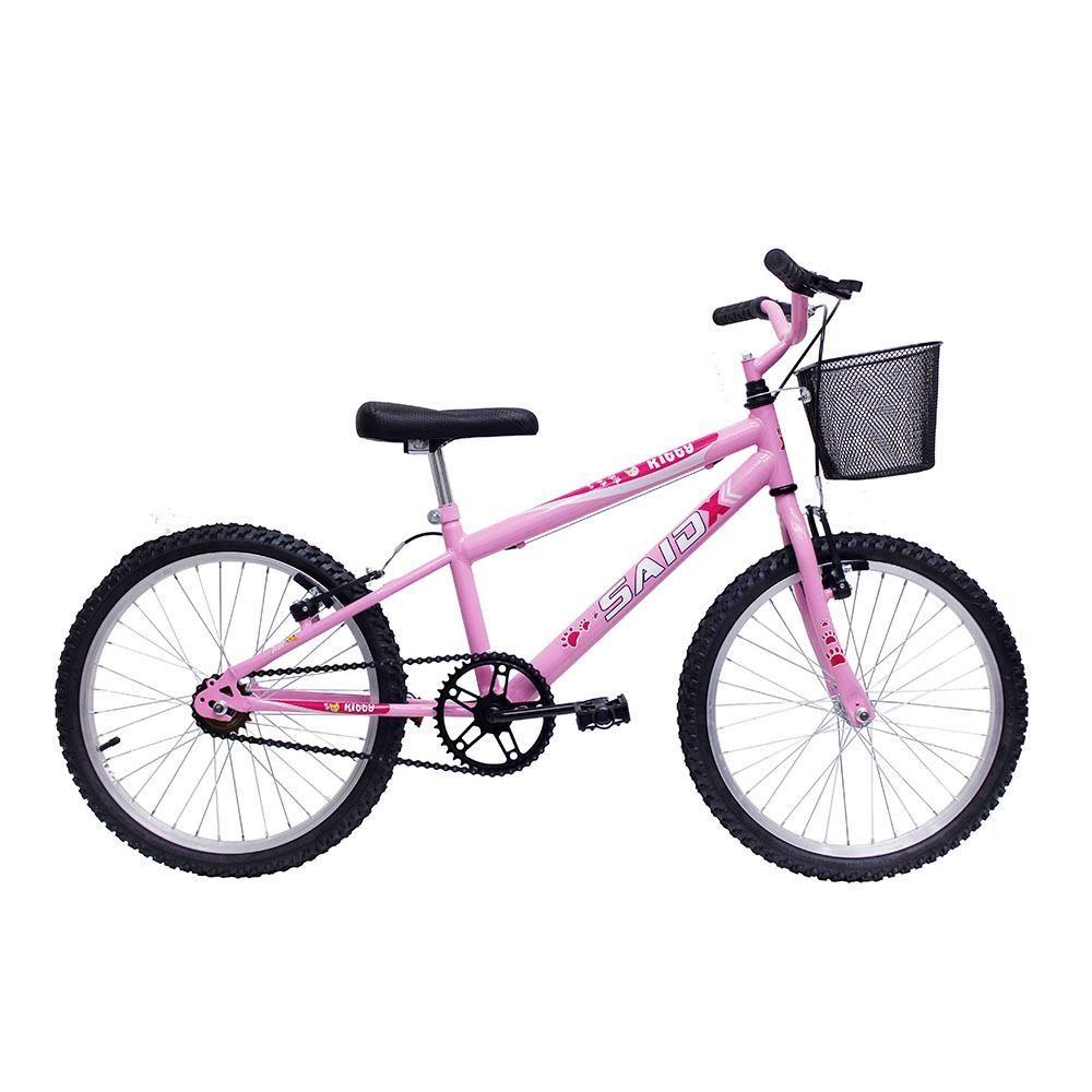 Miniatura Bicicleta Aro 20 Bike Infantil Meninas Feminina Com Cesta Saidx Rosa
