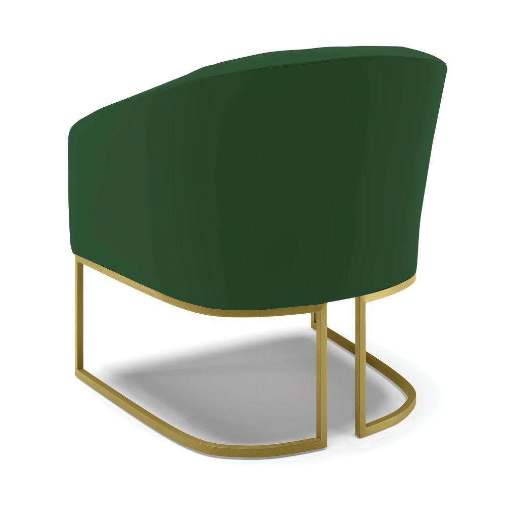Miniatura Poltrona Veludo Verde Base Industrial Dourada