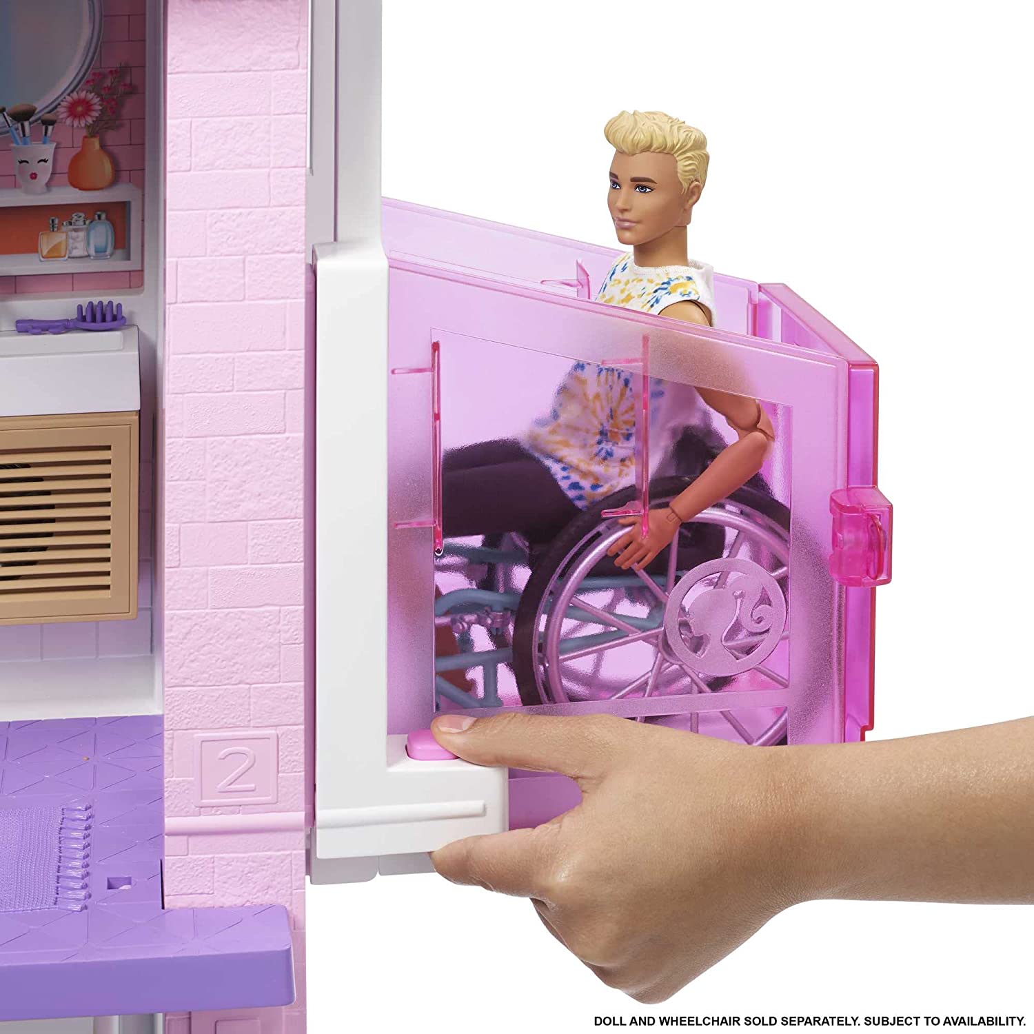 Miniatura Barbie Casa de Bonecas com 75 Acessórios 3 Andares Piscina e Escorregador para Crianças a partir de 3 anos