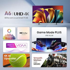 Miniatura Smart TV 65” Hisense 65A6N DLED 4K UHD HDR10+ Dolby Vision Controle por Voz Alexa AirPlay