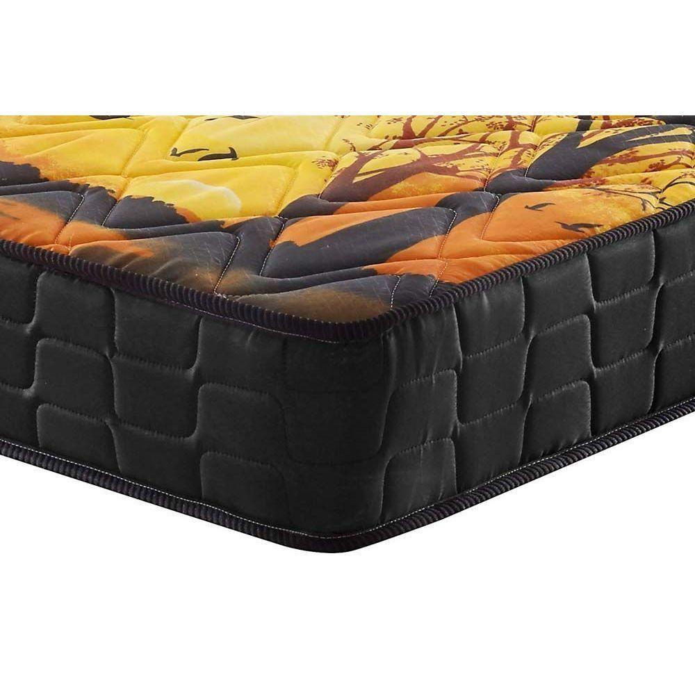 Miniatura Cama Box Baú Queen: Colchão Ortopédico Anjos D28 / Ag65 Pantanal + Base Crc Suede Black(158X198)