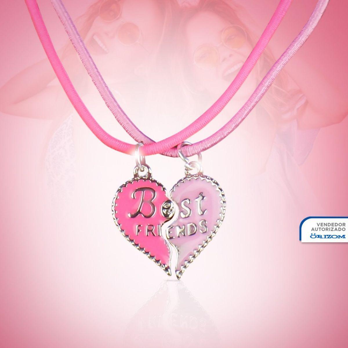Miniatura Kit 2 Colares Amigas Best Friend + Pingente Coração