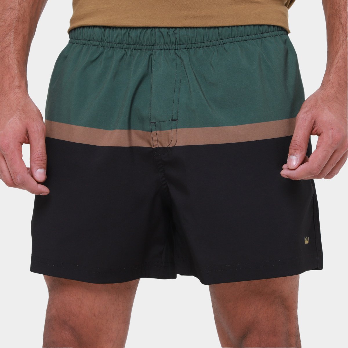 Miniatura Bermuda Osklen Beach Short Riva Masculina Verde+Preto - G