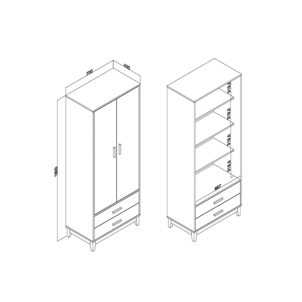Miniatura Cristaleira Vertical 2 Portas em Vidro 2 Gavetas Legno Movelbento Preto