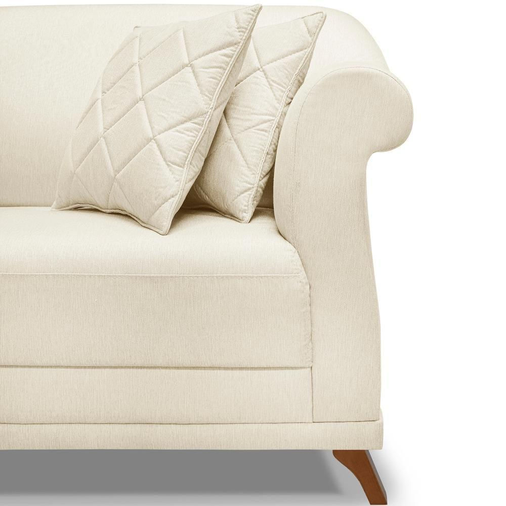 Miniatura Sofa 2 Lugares Retro Polo 180cm Com Almofada Linho Natural Ezz Natural