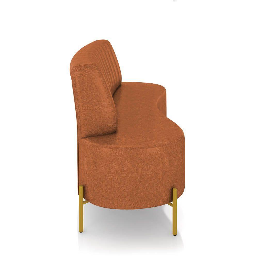 Miniatura Sofá 2 Lugares Living 135cm Pé Ferro Dourado Maraú Sint Pu Nozes K01 - D\'rossi