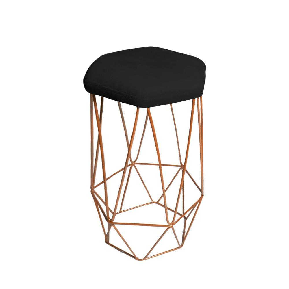 Miniatura Banqueta Aramada Preta Base Ferro Rose Gold Web Shop Móveis