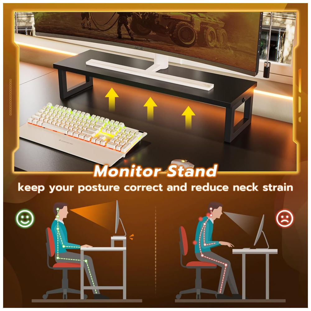 Miniatura Mesa Gamer em Formato de L com Luz LED, Suporte para Monitor, Prateleiras de Armazenamento, Tomadas, Painel Perfurado e Gavetas, 110V, SEDETA, Preto 110v