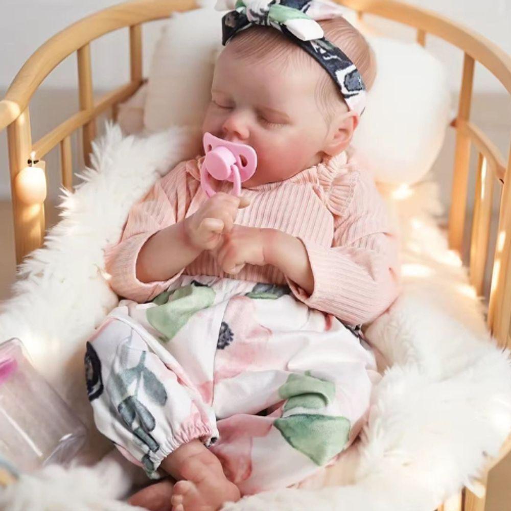 Miniatura Bebê Reborn Menina Dormindo Olhos Fechados Artesanal Realista