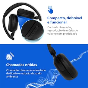 Miniatura Fone de Ouvido Philips TAH2209BK/00 Headphone Bluetooth 25h Bateria Dobrável Preto