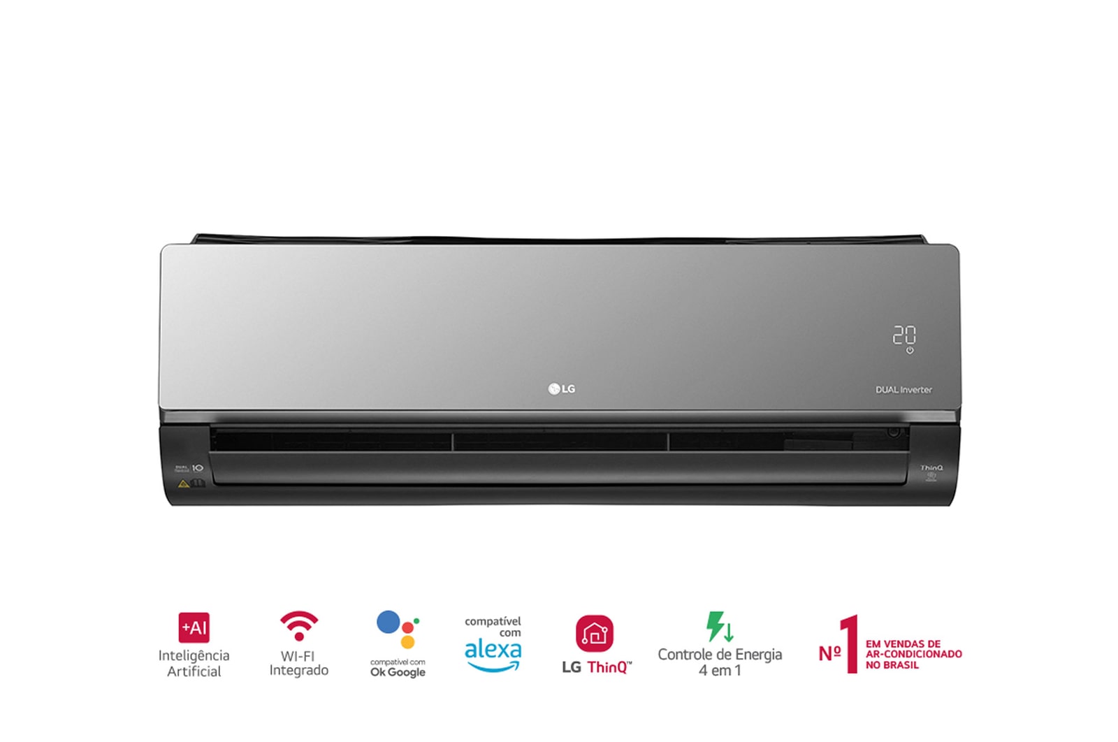 Miniatura Ar-Condicionado LG Dual Inverter Voice +AI Artcool UV Nano 18.000 BTU Quente/Frio 220V