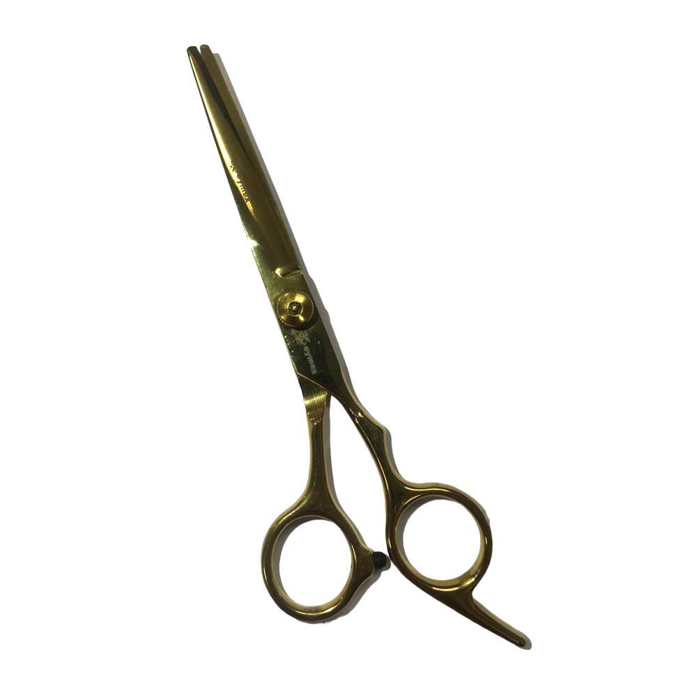 Miniatura Tesoura De Corte Barbeiro Cabeleireiro Fio Navalha 6 Dourado
