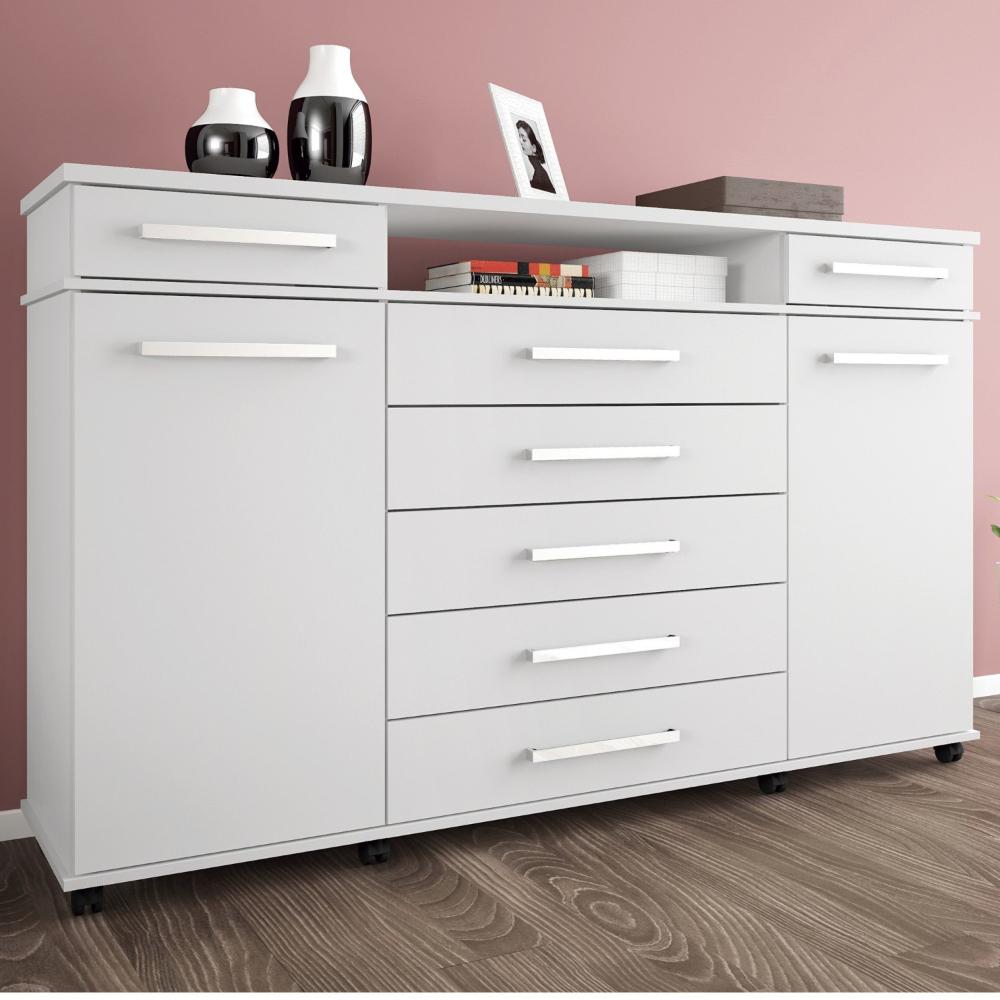 Miniatura Cômoda 2 Portas 7 Gavetas Paris Yescasa Branco Cômoda 2 Portas 7 Gavetas Paris Espresso Móveis Branco