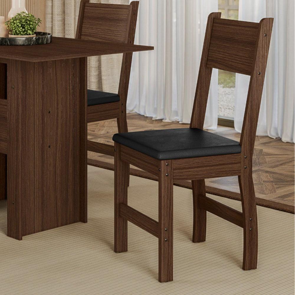 Kit 6 Cadeiras para Cozinha Milano Amêndoa/Preto