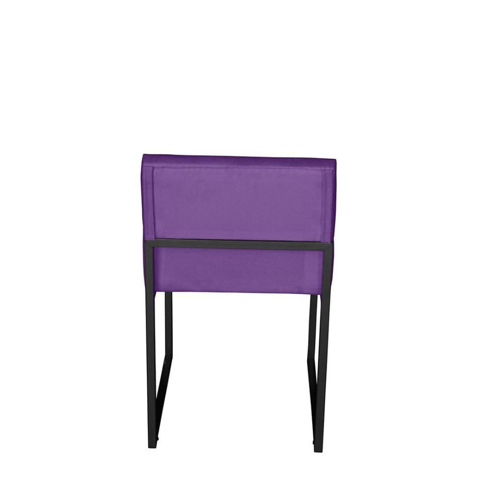 Miniatura Kit 2 Cadeira De Jantar Escritorio Industrial Vittar Ferro Preto Suede Roxo