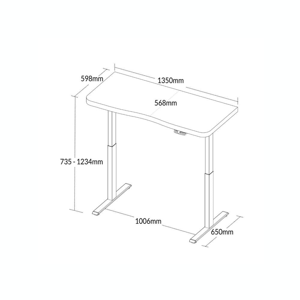 Miniatura Mesa para Escritório com Regulagem de Altura Entrada Usb Ergonômica em Tamburato Olmo
