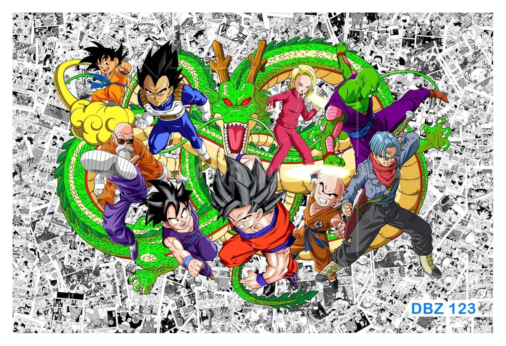 Miniatura Papel De Parede Dragon Ball Goku Vegeta Anime 3,5M Dbz123