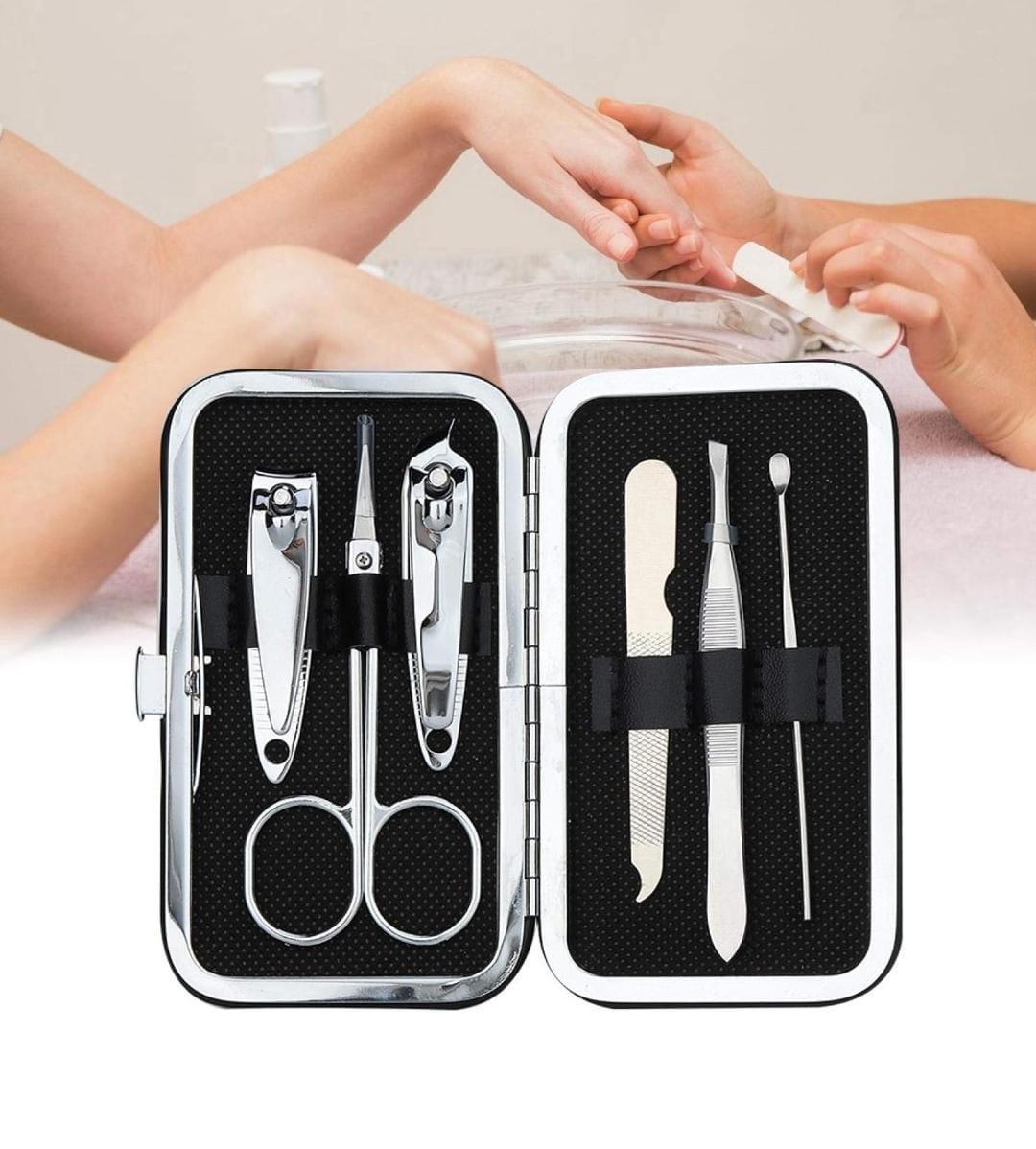 Miniatura Kit Conjunto Manicure 6 Em 1 Tesoura Unha Aço Inoxidável