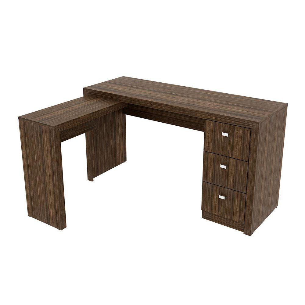 Conjunto Escritório Com 2 Mesas Em L E 6 Gavetas Nogal