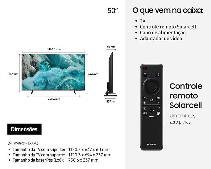 Smart TV Samsung 50" Vision AI TV QLED 4K 2025 QN50Q7FAAGXZD