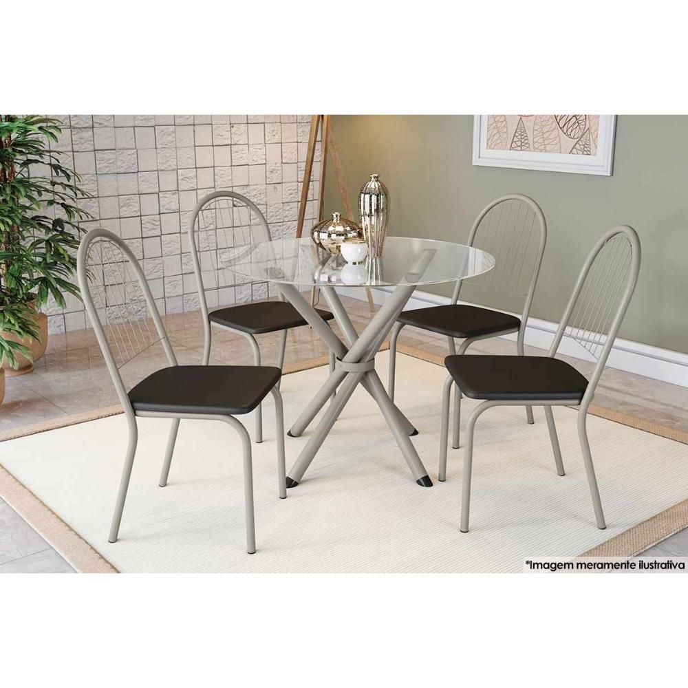 Miniatura Kit 4 Cadeiras Noruega 4c077 4 Un Níquel Courano Marrom