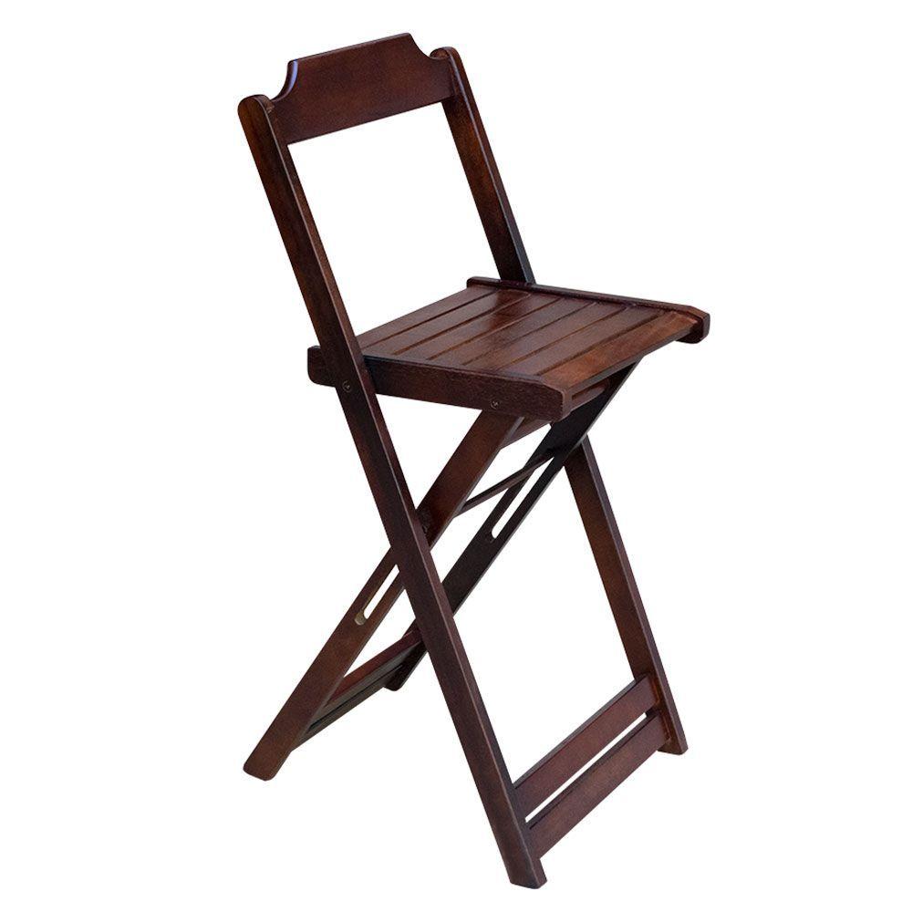 Miniatura Conjunto De Mesa Bistrô De Madeira Com 4 Cadeiras Dobravel Imbuia - Marrom