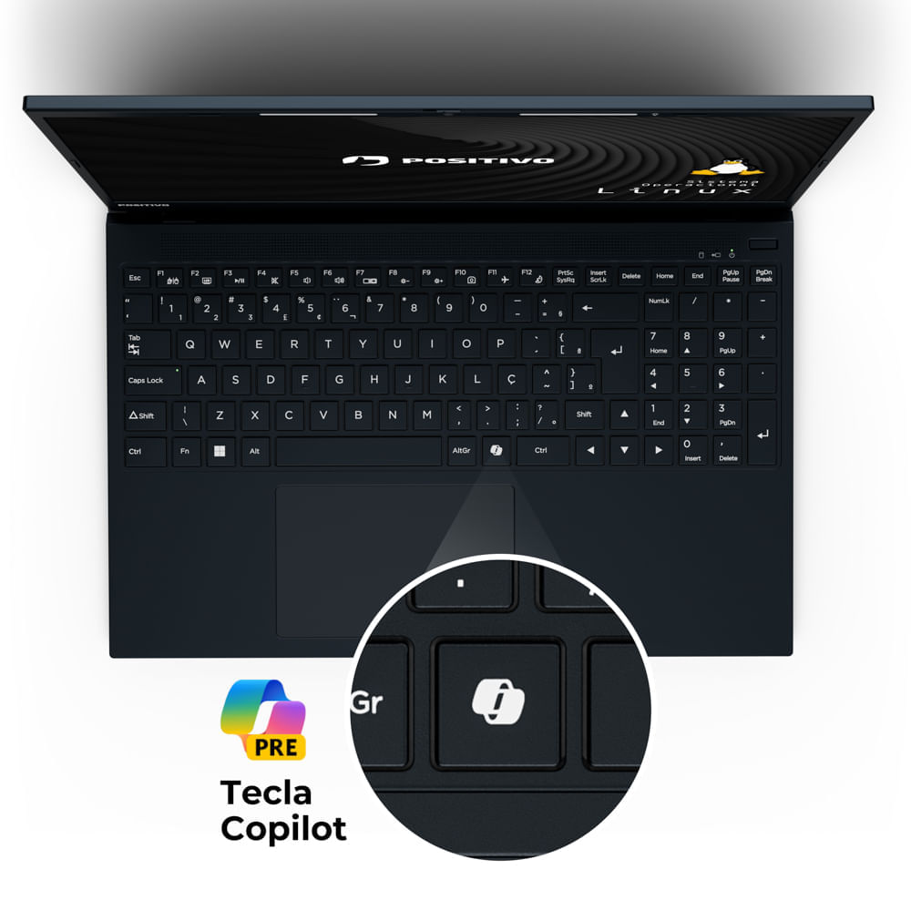 Miniatura Notebook Positivo Vision R15 AMD® Ryzen 7-5700U Linux 32GB RAM 512GB SSD IPS Full HD 15.6” Lumina Bar - Preto