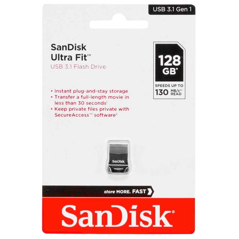 Miniatura Pen Drive Sandisk Ultra Fit Z430 3.1 Flash Drive 128GB