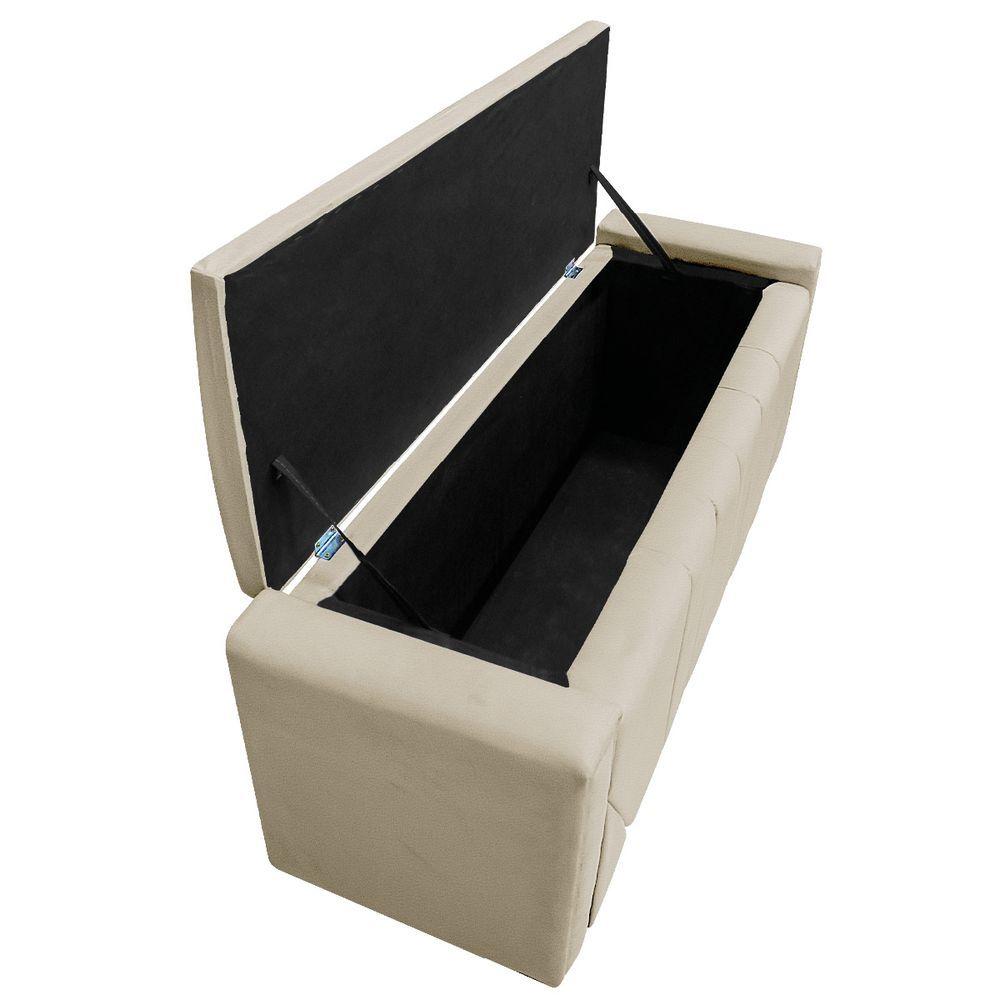 Cabeceira E Baú Solteiro 90Cm p/Cama Box - Adj Decor Bege