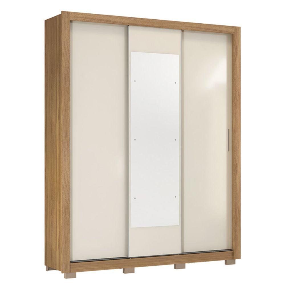Miniatura Guarda Roupa Casal 3 Portas Vero C/ Pés E Espelho 32270pe Off White