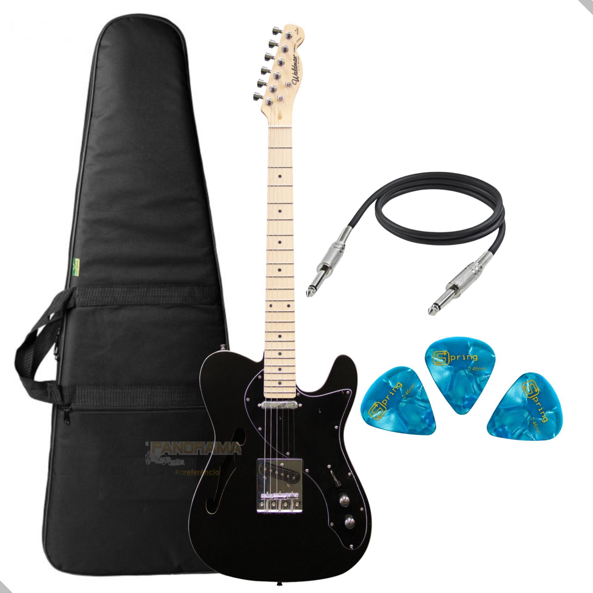 Miniatura Guitarra Waldman GTE-300 Elétrica Telecaster BKM Bass Wood