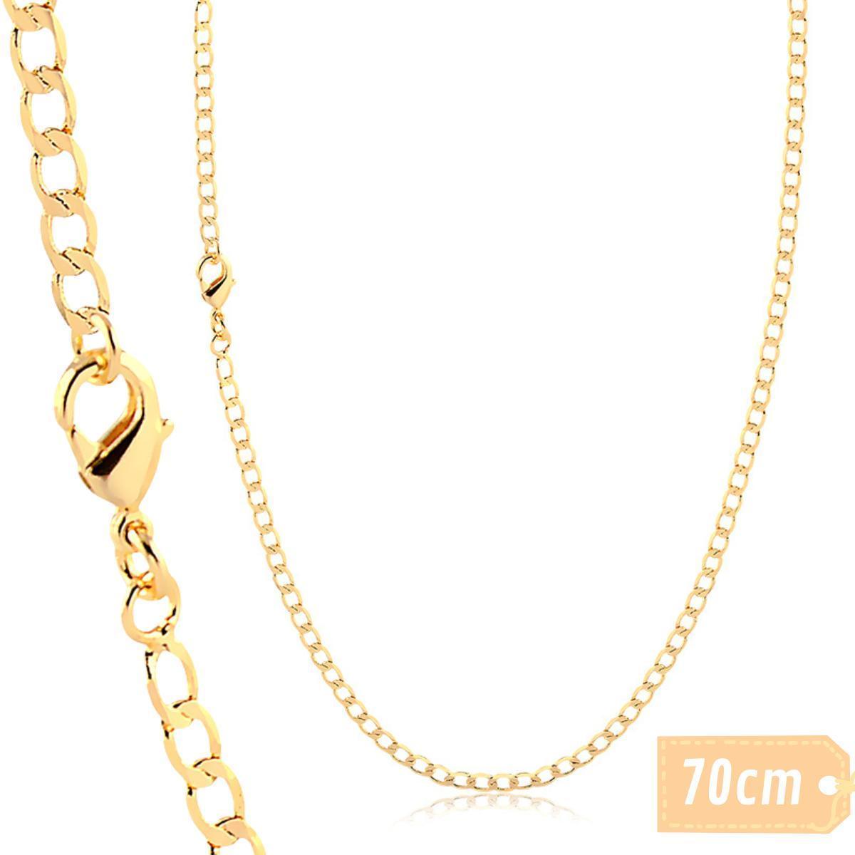 Miniatura Corrente Masculina Grumet Banhada A Ouro 18K 70Cm 3Mm