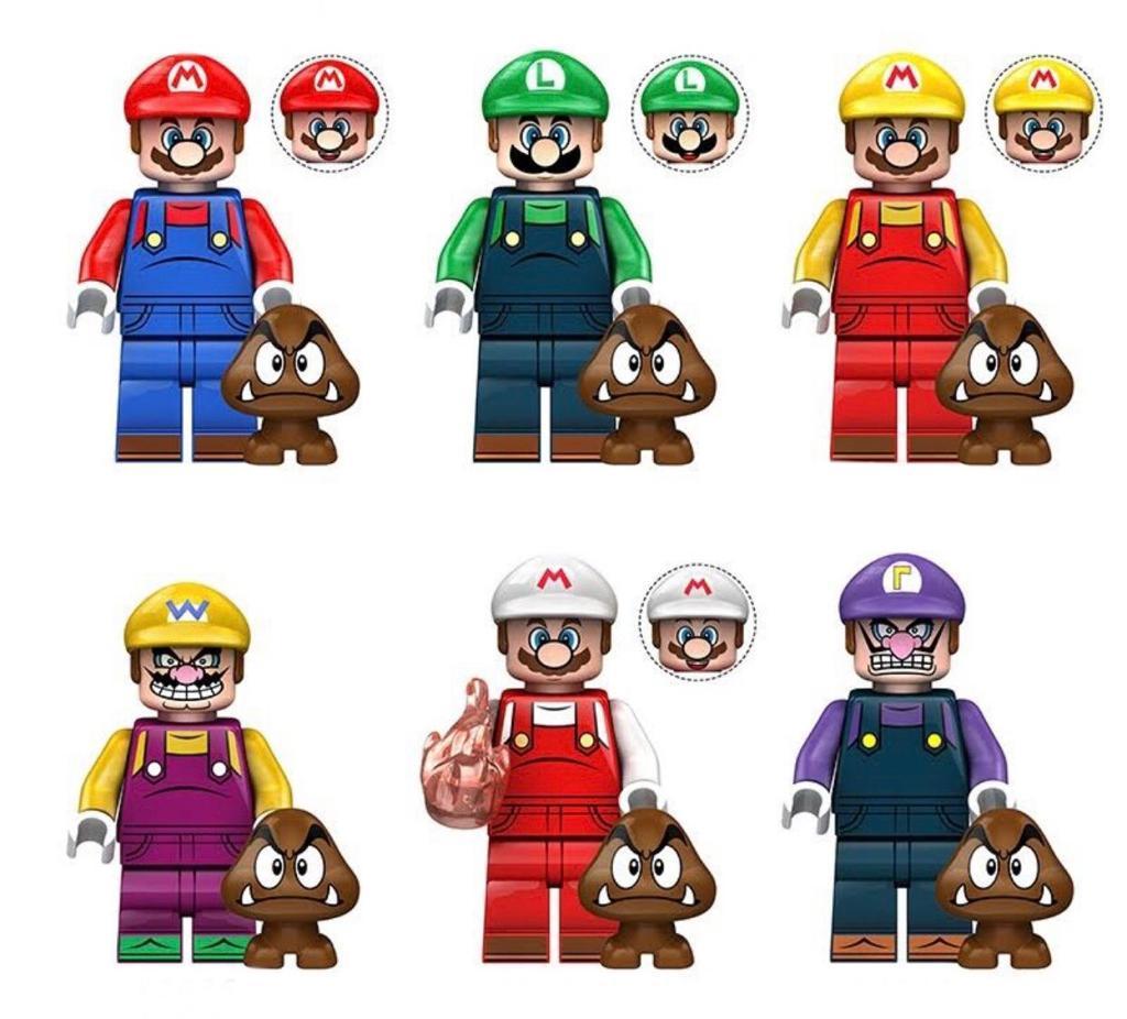 Miniatura Boneco Blocos De Montar Luigi Mario Bros