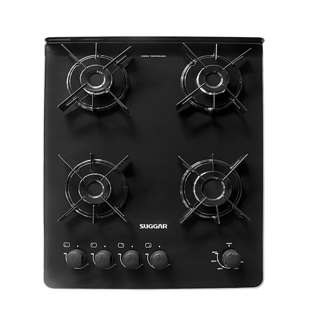 Fogão a Gás 4 Bocas Suggar Neo Glass 4 Queimadores Preto - Bivolt