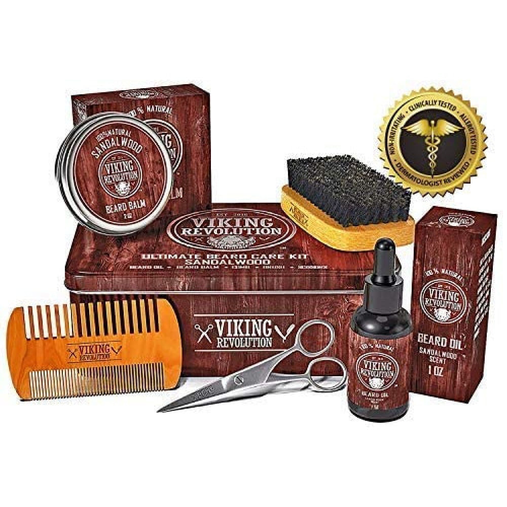Miniatura Revolução Viking Kit para Barba Profissional Portátil com Ce ra e Pente 5 Itens