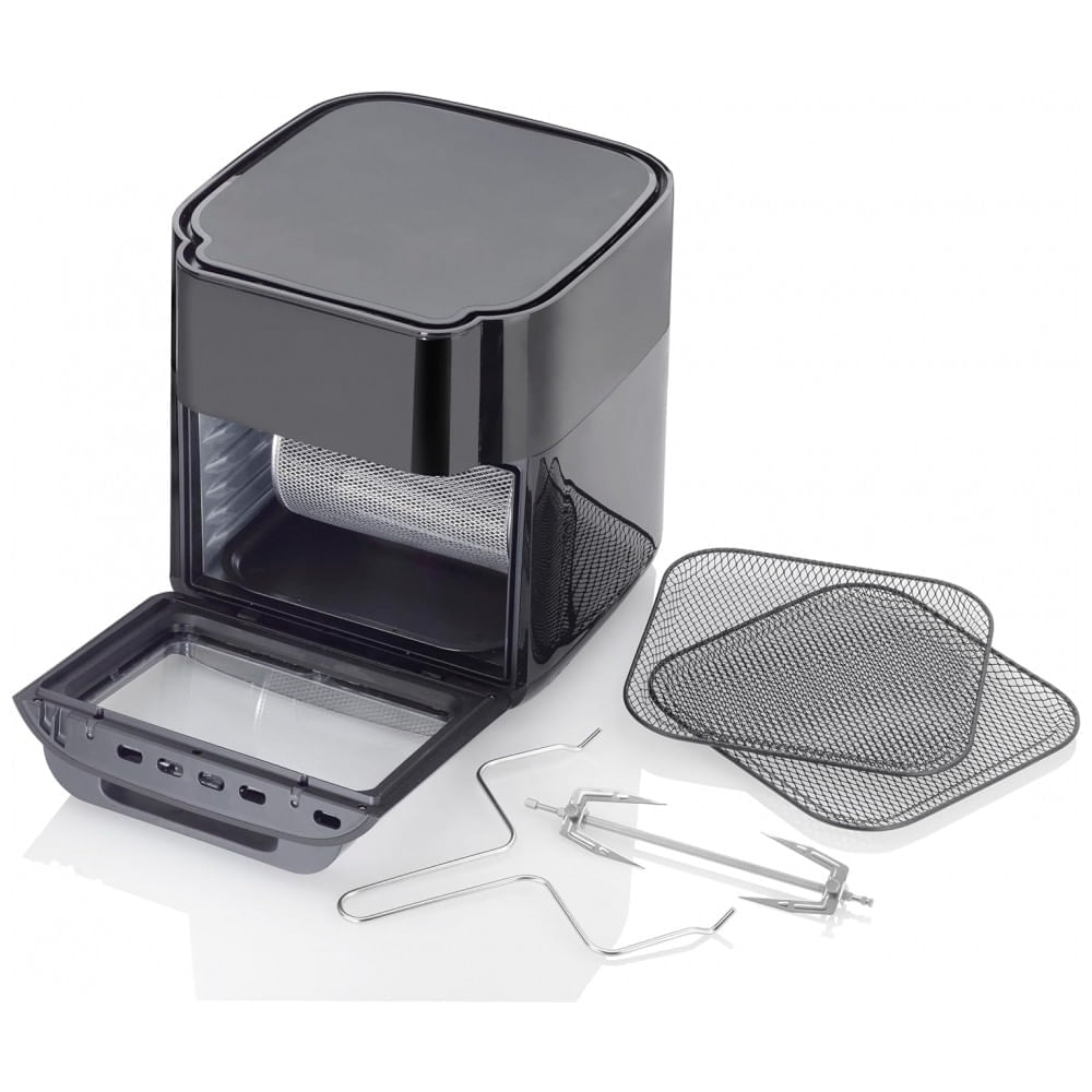 Miniatura Fritadeira Elétrica Air Fryer 12L com 10 Predefinições e Porta Removível para Fácil Limpeza, 1700W, Zavor, Preta