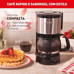 Miniatura Cafeteira Elétrica Arno Perfectta Inox 0,6 L 15 Xícaras Jarra de Vidro Sistema Corta Pingos Preta 110V