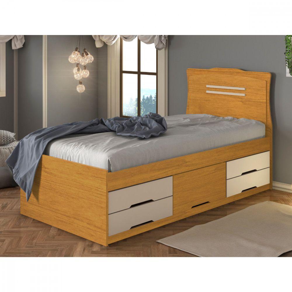 Miniatura Cama Cômoda Júlia Solteiro Cinamomo Off White Conquista Cinamomo Com Off White