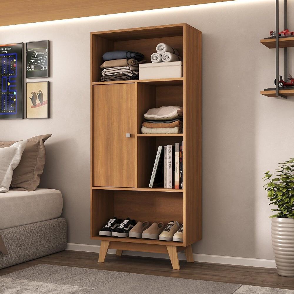 Miniatura Estante para Quarto Livreiro 1 Porta Maven Espresso Móveis Nogal
