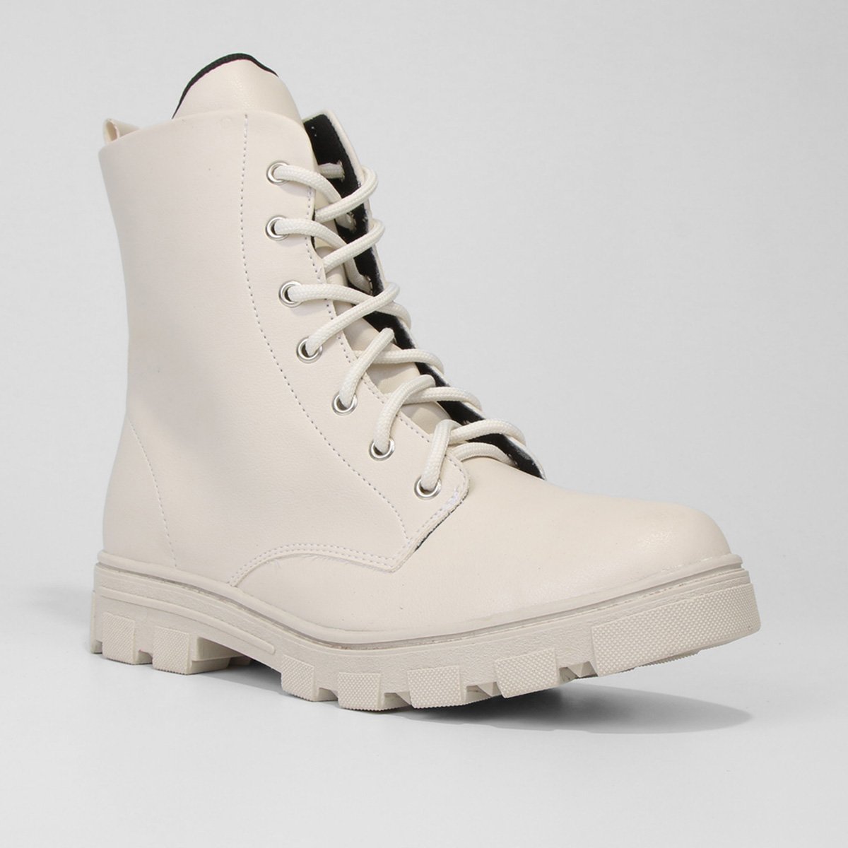 Miniatura Bota Coturno Look Fashion Lisa Tratorada Feminina Off White - 34