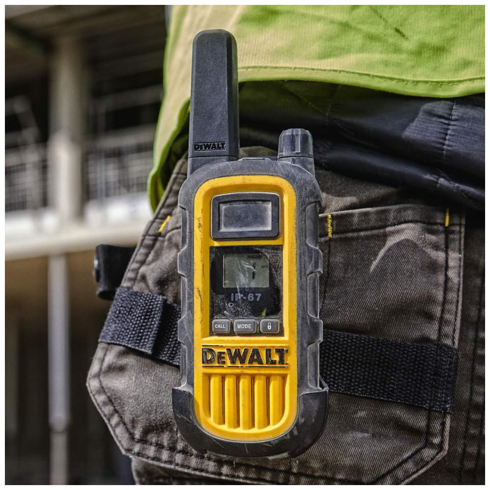 Kit 2 Rádio Walkie Talkie 2W Bidirecionais de Longo Alcance e Recarregável, DEWALT DXFRS800