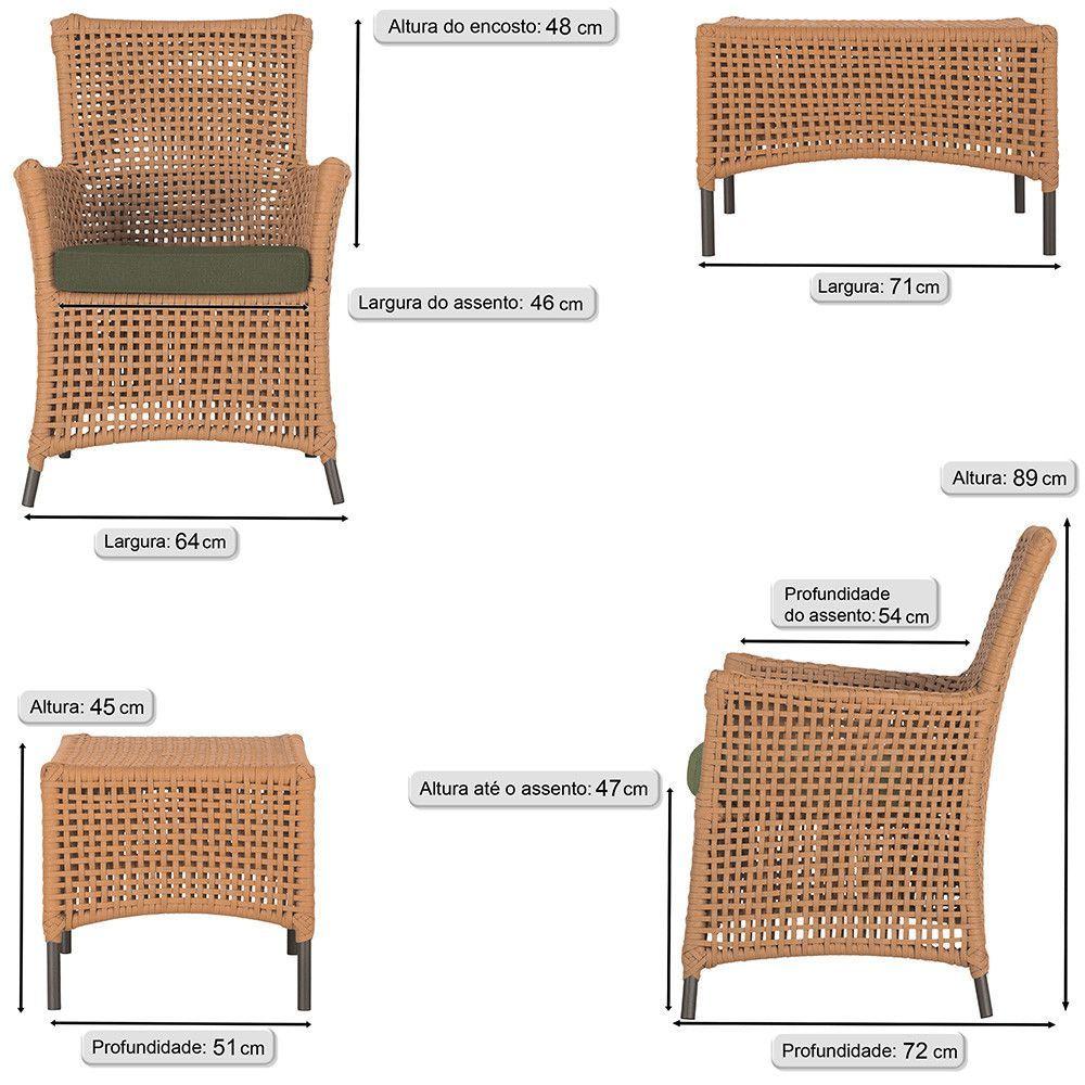 Jogo Sofá 2 Poltronas E Mesa Igapó Marrom E13 Trama Original Terra Cota